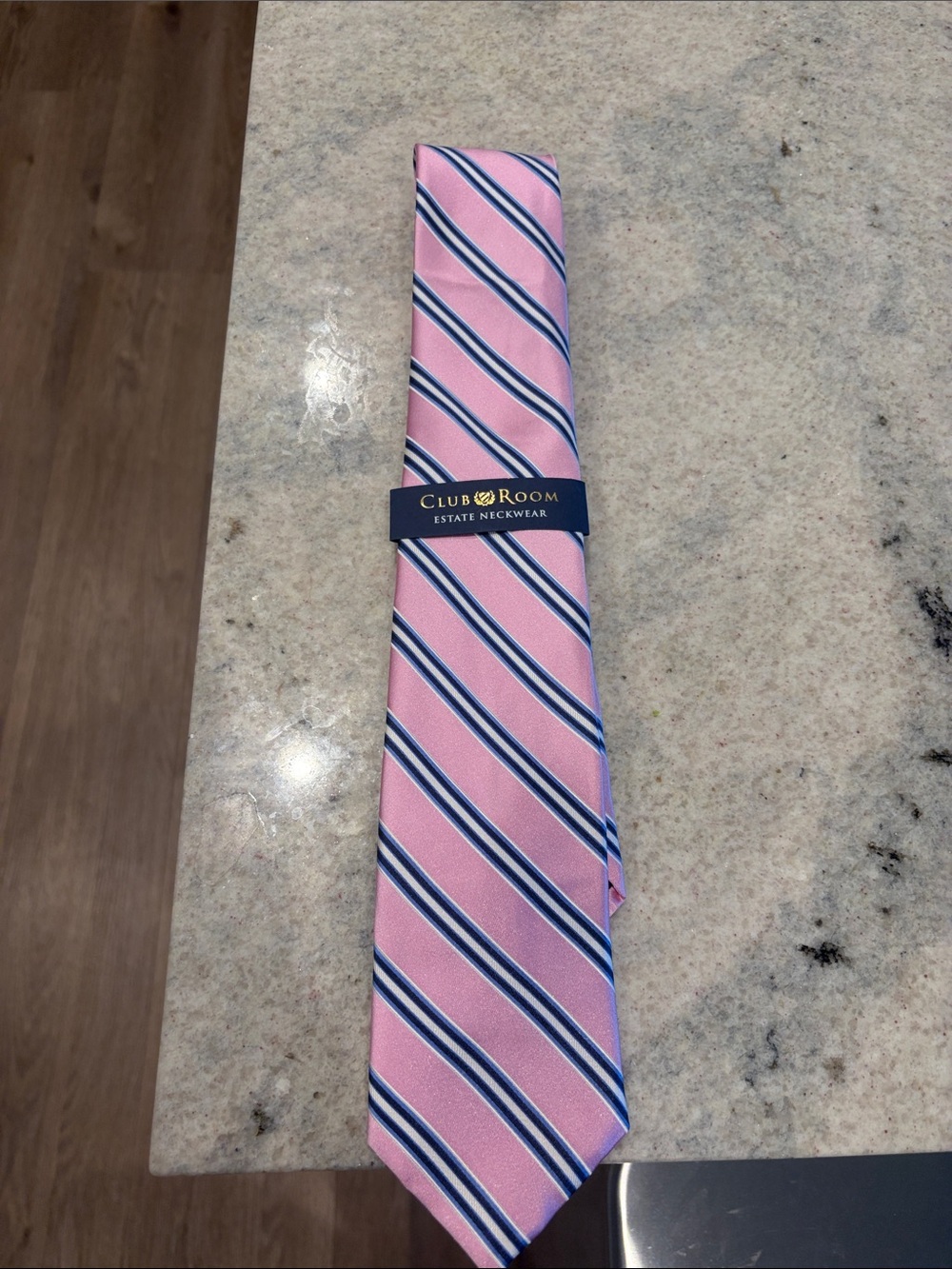 Club Room Pink and Navy Diagonal Stripe Men's Tie